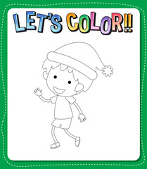 Worksheets template with let’s color!! text and boy outline