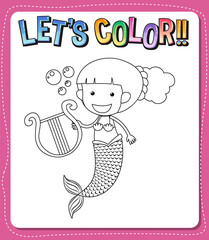 Worksheets template with lets color text and mermaid outline