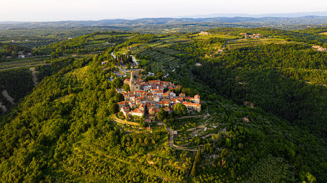 Aerial View od city Groznjan, Istra, Croatia