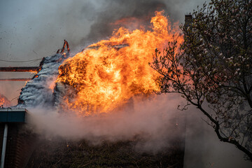 fire burning in a house