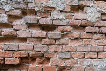 An old brick wall of solid brick