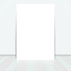 Blank frame paper sheet on wall background and wooden floor