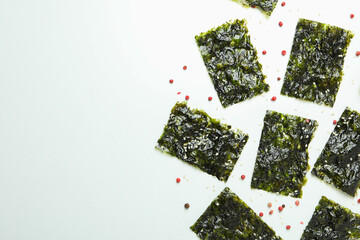 Concept of Japanese food, seaweed nori, space for text © Atlas