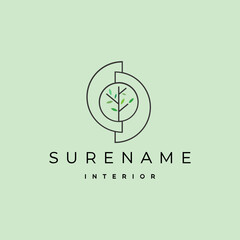 Abstract real estate tree design logo with house and leaves custom logo design vector