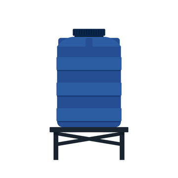 Water tank vector. free space for text. Blue water tank on white background.