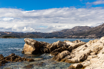 Adriatic sea landscape on the coast. Rocks and sea.