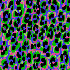 animalistic colorful seamless pattern imitating the skin of a leopard, zebra, giraffe. Bright rich bold pattern with a print of African safari animals in colorful stylish mimicking in nature