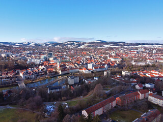 Kempten, Deutschland: Blick über die Stadt im Winter