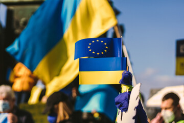 Flags of Europe and Ukraine
