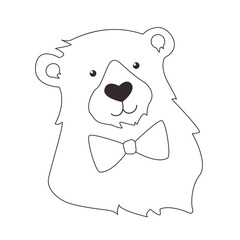 Cute bear coloring page. Vector baby illustration for printing. Easy coloring for kids.