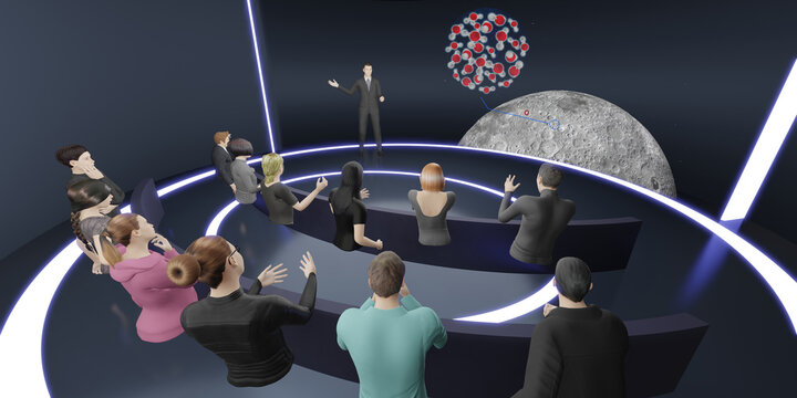 Holograms in Metaverse Classroom Online School VR Glasses   Avatars in Metaverse Virtual Virtual World 3D Illustrations