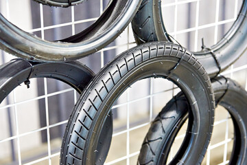Bicycle tires in store