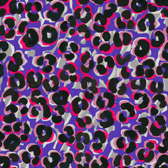Materiał do szycia animalistic bright seamless pattern imitating the skin of a wild leopard, jaguar. Bright rich bold pattern with a print of African safari animals in colorful stylish mimicking in nature