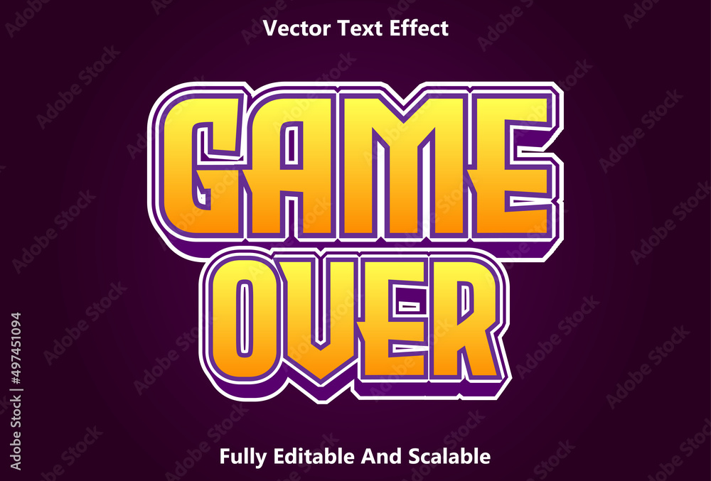 Poster game over text effect with purple color editable.