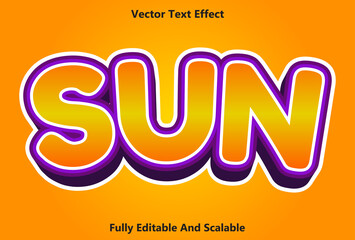 sun text effect with orange 3d style editable.