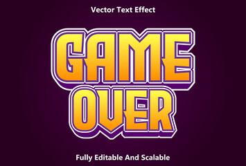 game over text effect with purple color editable.