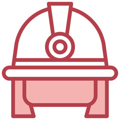 FIREFIGHTER HELMET red line icon,linear,outline,graphic,illustration