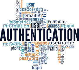 Authentication conceptual vector illustration word cloud isolated on white background.