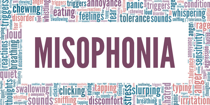 Misophonia conceptual vector illustration word cloud isolated on white background.