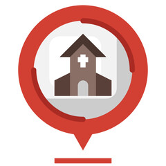 CHURCH flat icon,linear,outline,graphic,illustration