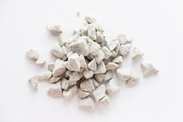 Crushed foam glass on the white