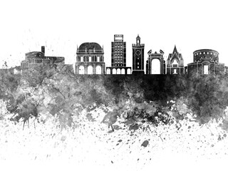 Brescia skyline in black watercolor