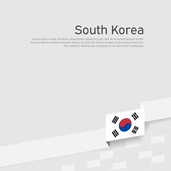 South korea flag on a white background. Vector brochure design. Cover for business booklet. Ribbon with the south korean flag. National poster. State patriotic banner, flyer