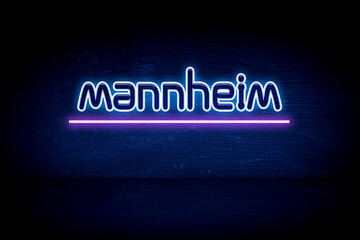 Mannheim - blue neon announcement signboard