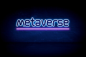 metaverse - blue neon announcement signboard