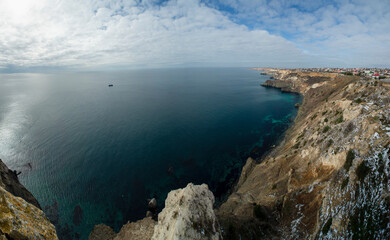 Blue water in Bay. The Republic of Crimea. The Black Sea