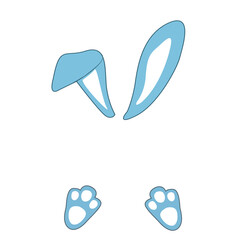 illustration of the ears and paws of a bunny on a white background with a place for the background.Easter theme for printing on paper, dishes, textiles, clothes.
