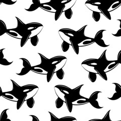 seamless pattern with killer whale fish