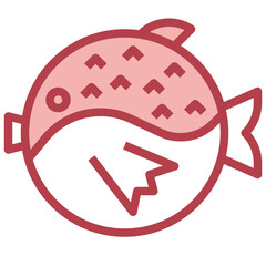 GLOBEFISH red line icon,linear,outline,graphic,illustration