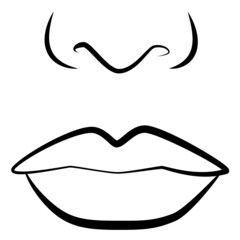 Girl. The face is a line and colored spots.