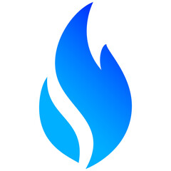 Fire flames, set blue icons