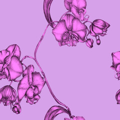 Seamless orchid pattern.Design for fabric, packaging, textile, surface, wallpaper