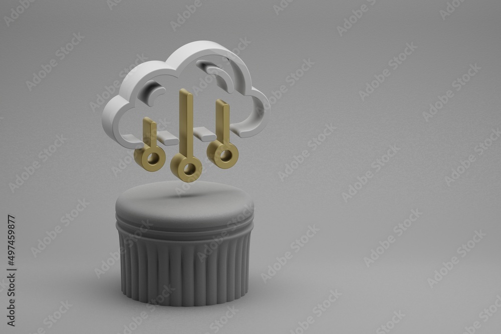 Fototapete Beautiful abstract illustrations Cloud Data Storage symbol icons on a column stand and wonderful background. 3d rendering illustration. Background pattern for design. Web Hosting