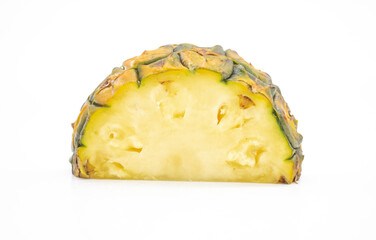 ripe pineapple isolate on white, pineapple slice.