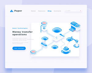 Money transfer concept landing page header template.