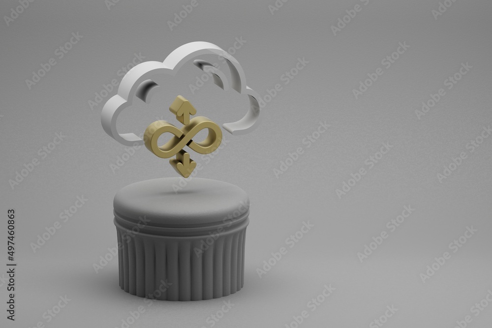 Aufkleber Beautiful abstract illustrations Cloud Server Bandwidth symbol icons on a column stand and wonderful background. 3d rendering illustration. Background pattern for design. Web Hosting