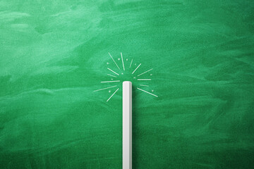 White chalk drawing magic on blackboard background. Creativity and art concept. 3D Rendering.