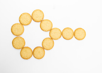 top view, biscuit isolated on white background