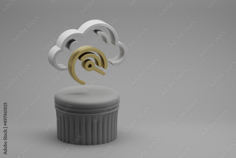 Poster beautiful abstract illustrations cloud server speed symbol icons on a column stand and wonderful bac