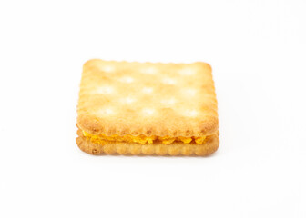 rectangular biscuit isolated on white, top view