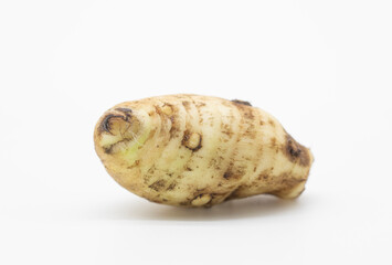 Taro on white background, also known as Arbi, its have full on calcium and iron