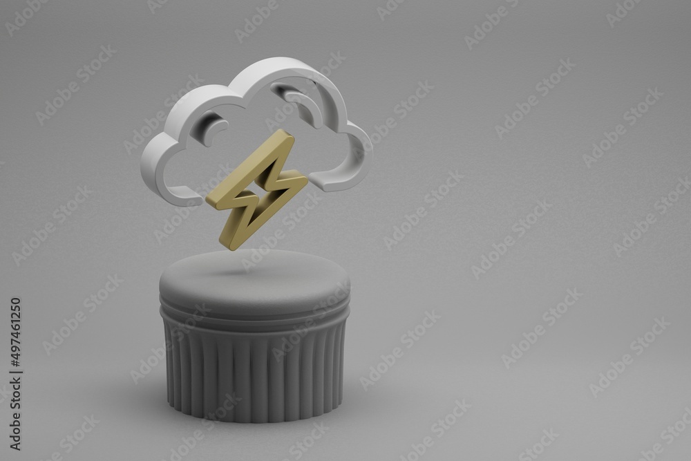 Poster beautiful abstract illustrations cloud thunder bolt symbol icons on a column stand and wonderful bac