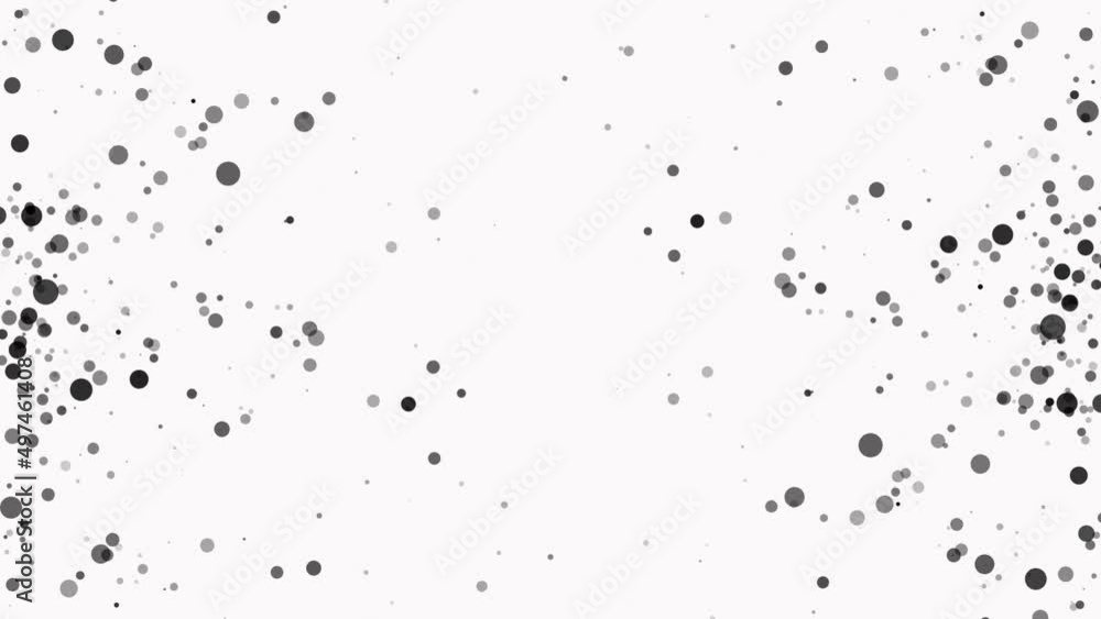Aufkleber intro animated particle frame. plexus of chaotic circles, spheres. rain. snow. halftone confetti. al