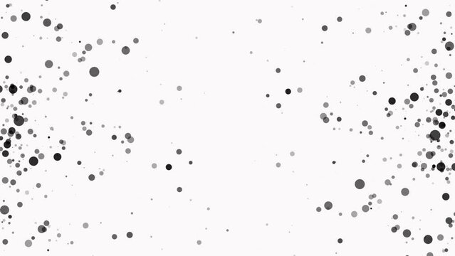 Intro animated particle frame. Plexus of chaotic circles, spheres. Rain. Snow. Halftone Confetti. Alpha channel. QuickTime. Business, Technology, Medicine, Science. 4k