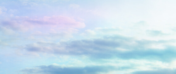 Beautiful soft light pastel clouds sky panorama background
