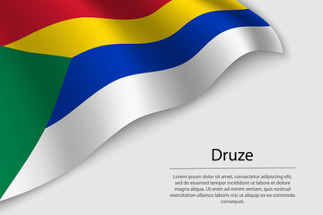 Wave flag of Druze is a religious symbol on white background.